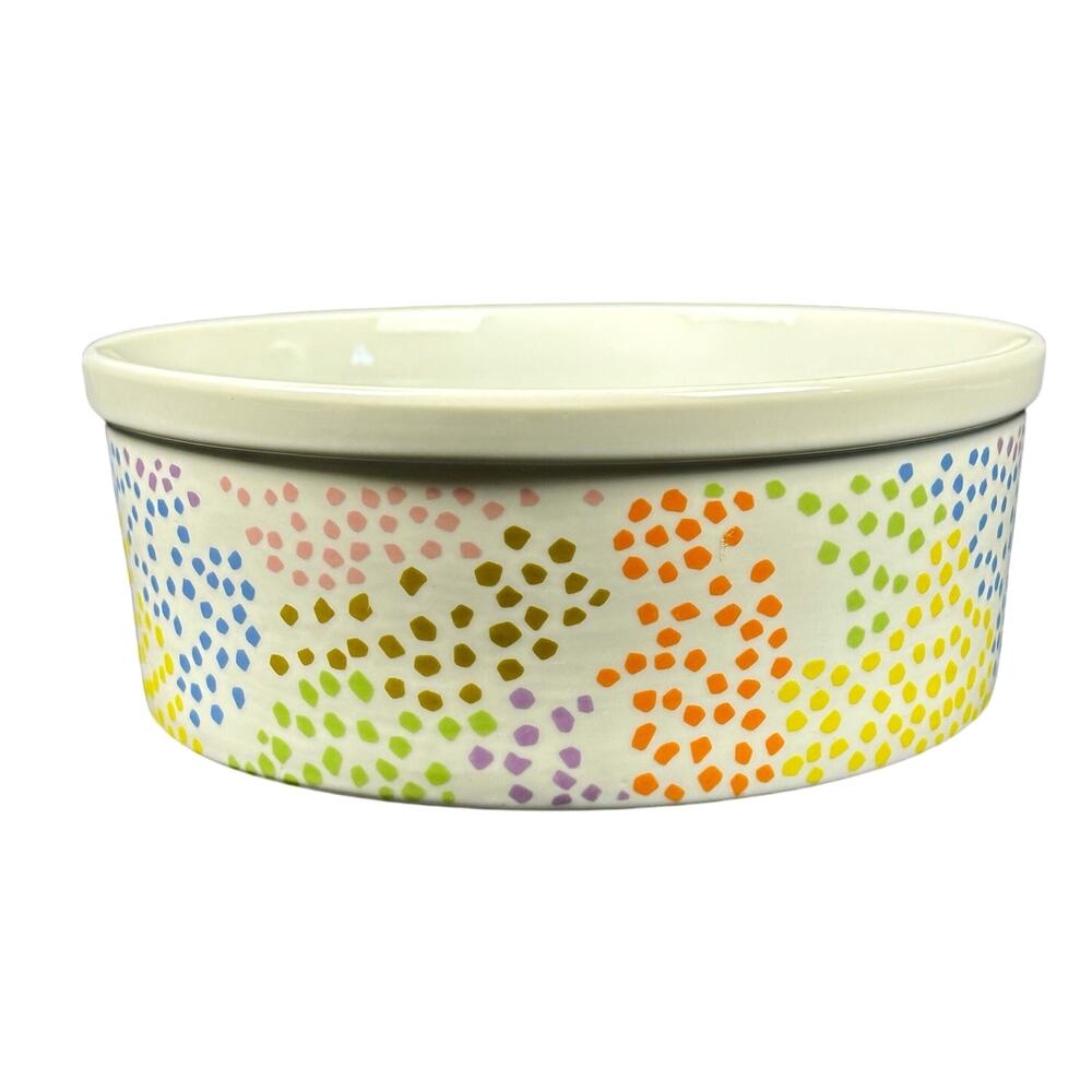 Fitz and Floyd Confetti Dot Multicolor Round Casserole Dish-9" Excellent!